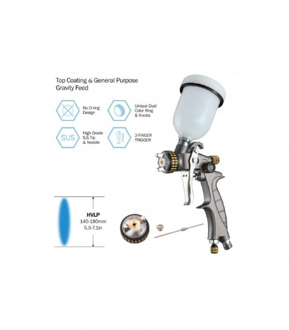 Mały pistolet SAT HVLP Premium 0.8 mm + dysza 1.0 mm