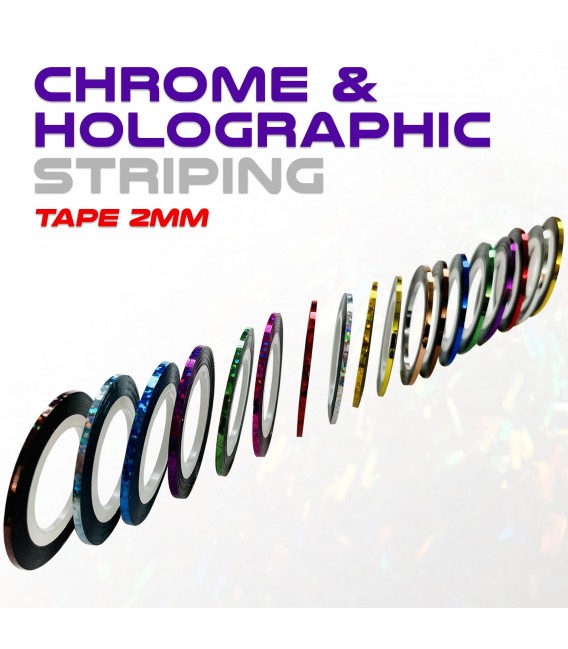 taśma stripingowa, chromowana i holograficzna, rolka 2mm x 20m