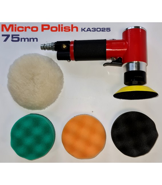 Mini polerka pneumatyczna 75 mm z płytą i piankami