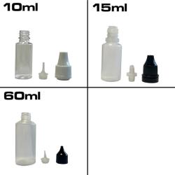 Miniaturowa plastikowa butelka 10 ml, 15 ml lub 60 ml