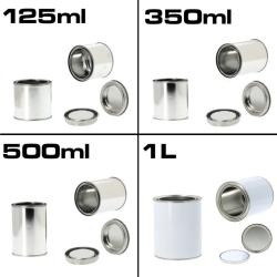 Metalowe pojemniki na farbę o pojemności od 125 ml do 5 l
