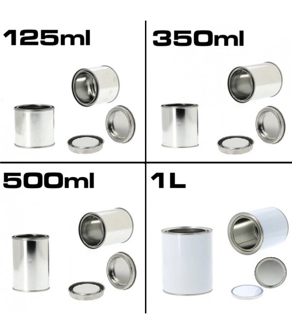 Metalowe pojemniki na farbę o pojemności od 125 ml do 5 l