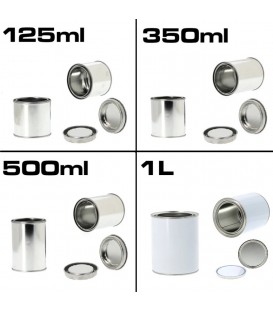 Metalowe pojemniki na farbę o pojemności od 125 ml do 5 l